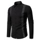 2025 New Fashion Men's Black and White Dotted Colorblock Design: Casual Long-Sleeved Shirt
