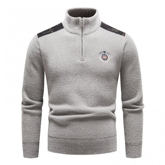 Autumn/Winter Men's Thickened Base Shirt: Men's Sweater, Stand-Up Collar Pullover