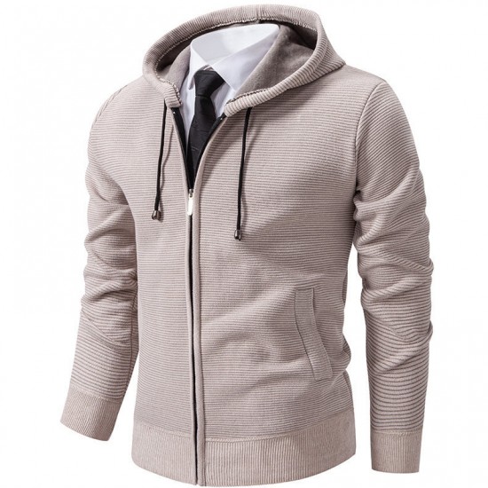 Men's Winter Sweater: Hooded Slim Fit Trendy Fleece Cardigan