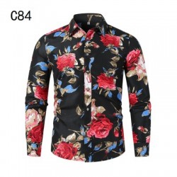 Spring/Autumn New AliExpress Men's Rose Print Plus-size Long-sleeved Shirt: Men's Patterned Shirt
