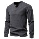 2025 European Size New Men's Henley Collar Casual Long Sleeve T-Shirt: Men's Autumn/Winter Simple Base Shirt