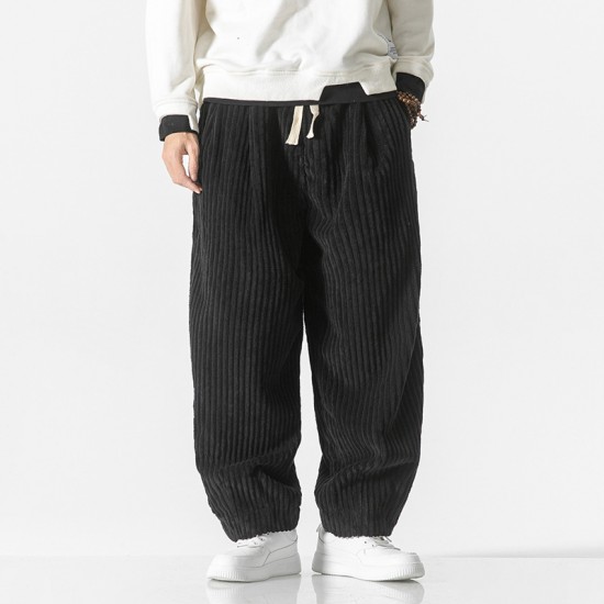 2025 Autumn/Winter New Men's Straight-Leg Skinny Pants: Harem Pants, Corduroy Oversized-style Loose Casual Pants