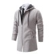 Autumn/Winter Men's Mid-Length Cardigan Sweater: Fleece Cardigan Hooded Jacket, Cardigan Sweater