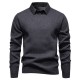 2025 Autumn/Winter Men's Fake Two-Piece Knitted Casual Shirt Collar Jacket: Fashionable Sweater