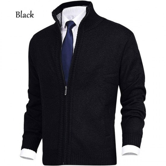 Spring/Autumn New Men's Color Stand-up Collar Fashion Cardigan Sweater: Knitted Casual Jacket, Oversized Jacket