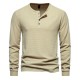 Autumn and Winter New Men's Four-button Waffle Henley T-shirt: Long-sleeved T-shirt