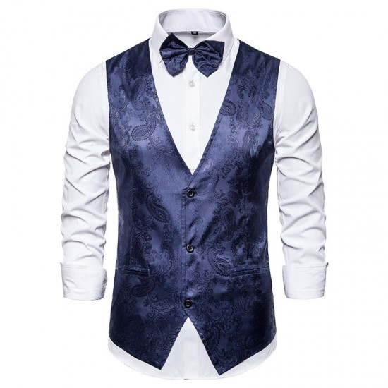 Men's Autumn/Winter New Paisley Jacquard Print Vest: Casual Suit Vest