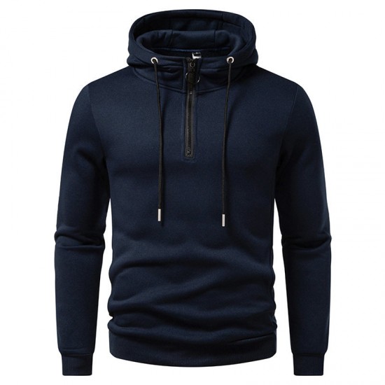 2025 European Size New Men's Simple Casual Hooded Sweatshirt: Zipper Design