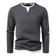 European Size 2025 Men's Colorblock Casual Fake Two-Piece Long-Sleeved T-Shirt: Loose Pullover, European and American Men's Clothing