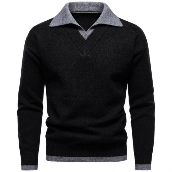 2025 European Autumn and Winter New Men's British-Style Lapel Sweater: Casual Knitted Cardigan