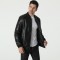 Men's Autumn New Style Simple Solid Color Leather Jacket: Large Size Casual Stand-up Collar Leather Jacket