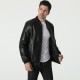 Men's Autumn New Style Simple Solid Color Leather Jacket: Large Size Casual Stand-up Collar Leather Jacket
