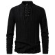 2025 European Size New Tie-Strap V-Neck Long Sleeve Shirt: Men's Luxury Jacquard Breathable Top