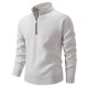 2025 European Size Men's Solid Color Thickened Sweater: Stand Collar Half-Zip Slim Fit Cardigan