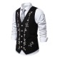 Men's Autumn/Winter Fashion Colorblock Embroidered Single-Breasted Corduroy Vest