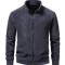 2025 European Autumn/Winter Men's Fleece Casual Cardigan: Stand Collar Sweater, Versatile Plush Jacket