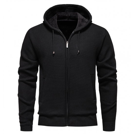 Men's Winter Sweater: Hooded Slim Fit Trendy Fleece Cardigan