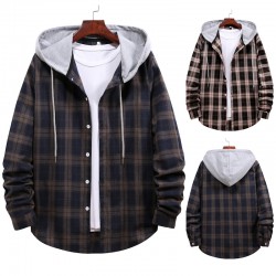 AliExpress Spring/Autumn New Men's Couple Hooded Plaid Shirt HC07