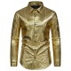 New Men's Casual Checkered Gold Stamping Stage Costume: Banquet Fashion Long-sleeved Shirt