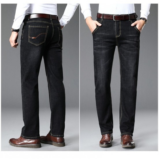 Spring/Autumn New Plus-Size Men's Casual Basic Straight-Through Denim Pants