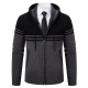 Men's Color-blocked Casual Long-sleeved Sweaters: Popular Collection Fashionable Hooded Cardigan Sweater Jacket