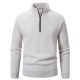 2025 European Size Men's Solid Color Thickened Sweater: Stand Collar Half-Zip Slim Fit Cardigan
