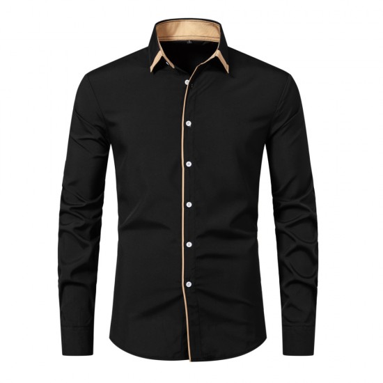 Spring/Summer New Men's Fashion: Men's Casual Colorblock Shirts, Men's Fashion Long-Sleeved Business Shirts