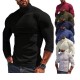 2025 Autumn/Winter Men's Solid Color Fleece Long-Sleeved T-Shirt: Knitted Undershirt, Slim-Fit High-Neck Warm Top