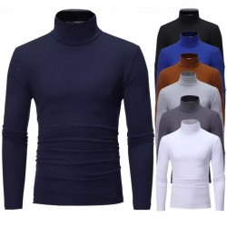 Autumn/Winter Hot Seller: Men's Solid Color Casual Basic Turtleneck Long-sleeved T-shirt