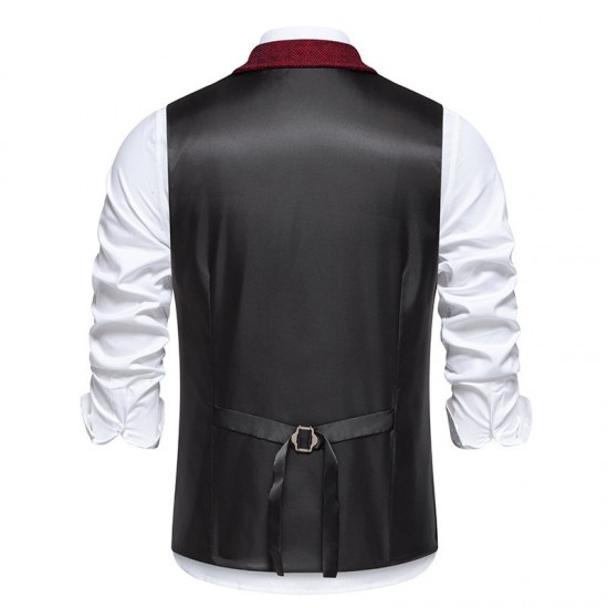 Autumn/Winter Men's Business Suit Vest: British Retro Herringbone Vest, Men's Casual Workwear Vest