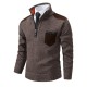 Autumn/Winter New Men's Zipper Stand-up Collar Pullover Knitted Sweater: Casual Colorblock Thickened Sweater