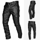 Spring/Autumn New Punk European and American Gothic Style: Dark Rock Motorcycle Leather Pants, Men's Casual American PU Leather Trousers