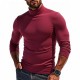 2025 Autumn/Winter Men's Solid Color Fleece Long-Sleeved T-Shirt: Knitted Undershirt, Slim-Fit High-Neck Warm Top
