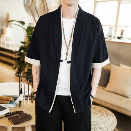 Year-round Style: Men's Cotton and Linen Tang Suits, Japanese-style Buttoned Cardigans, Taoist Robes, Loose Hanfu T-Shirts