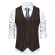 New Men's Retro Color Striped Design Trendy Single-Breasted Suit Casual Vest