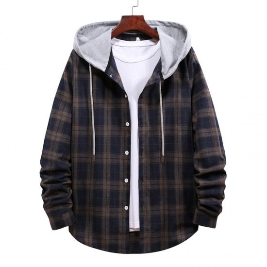 AliExpress Spring/Autumn New Men's Couple Hooded Plaid Shirt HC07