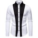 2025 European Size New Men's Black and White Patchwork Lapel Casual Long-Sleeved Shirt