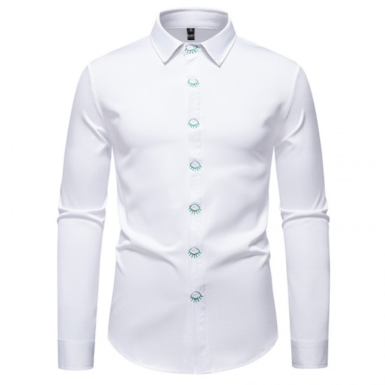 2025 New Men's God's Eye Embroidered Casual Long-sleeved Shirt