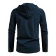 2025 European Size New Men's Drawstring Hooded Cotton and Linen Casual Long-Sleeved Shirt