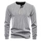 2025 European Size New Men's Henley Collar Casual Long Sleeve T-Shirt: Men's Autumn/Winter Simple Base Shirt