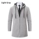 Autumn Men's Fashion Hooded Cardigan Sweater: Mid-Length Plush Thickened Cardigan Sweater Jacket
