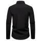 2025 New Fashion Men's Black and White Dotted Colorblock Design: Casual Long-Sleeved Shirt