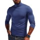 2025 Autumn/Winter Men's Solid Color Fleece Long-Sleeved T-Shirt: Knitted Undershirt, Slim-Fit High-Neck Warm Top