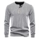 2025 European Size New Men's Henley Collar Casual Long Sleeve T-Shirt: Men's Autumn/Winter Simple Base Shirt
