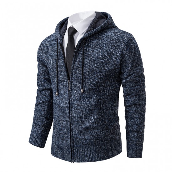 Men's Autumn and Winter: Cardigans, Sweaters, Men's Knitted Hooded Fleece Casual Thickened Jackets