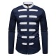 2025 European Size New Fall/Winter Men's Patchwork Design Stand-Up Collar Colorblock Casual Long-Sleeved Shirt