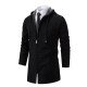 Autumn Men's Fashion Hooded Cardigan Sweater: Mid-Length Plush Thickened Cardigan Sweater Jacket