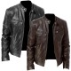 Fall/Winter Business Zippered Cardigan PU Leather Stand-Up Collar Jacket: Men's Leather Casual Outerwear