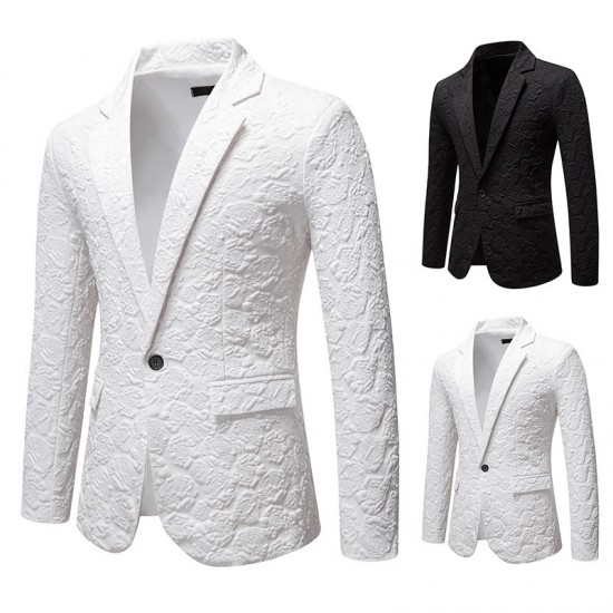 2025 New Men's Business Slim-Fit Suit: Rose-Painted Groom and Groomsmen Tuxedos, Performance Costumes