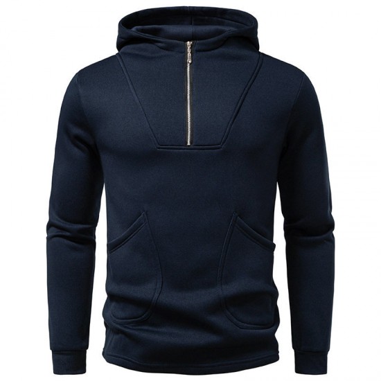2025 Autumn/Winter New Men's Zippered Hooded Slant Pocket Sweatshirt: Men's Casual Jacket